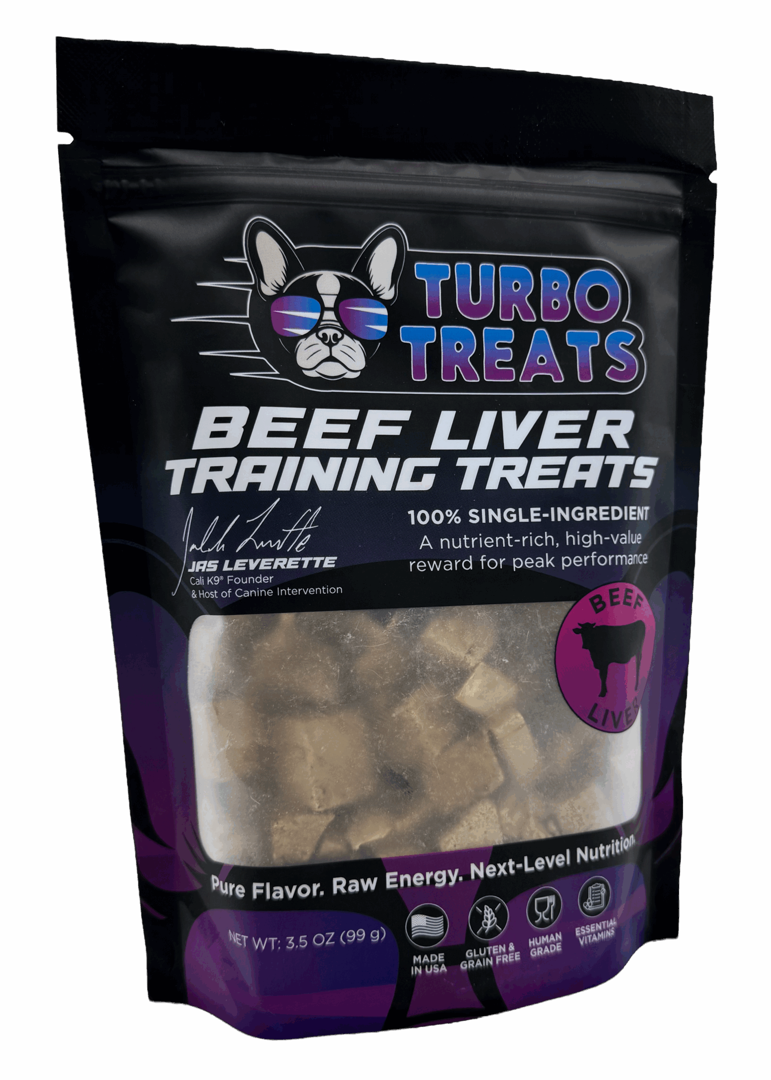 Turbo Treats Beef Treats bag – healthy all-natural beef liver dog treats